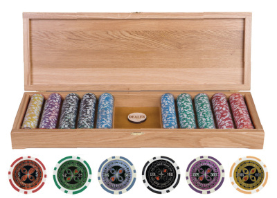 Набор для покера Ultimate VIP 500 фишек, Платан Номиналы 5, 25, 50, 100, 500 и 1000
Сумма номиналов = 93000